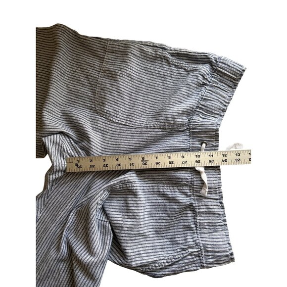 Purple & More Striped Linen Blend Elastic Waist Cropped Pants With Pockets Med - Picture 6 of 7